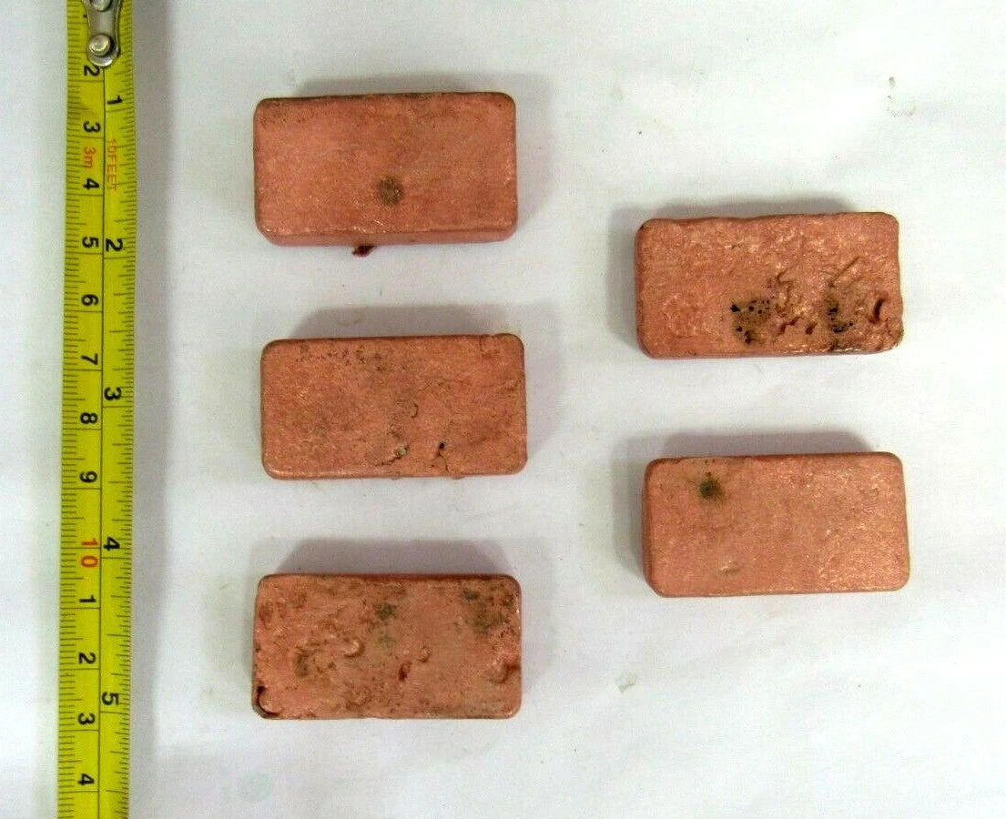 1.04 LB COPPER RETANGULE SOLID BLOCK BAR - 5 pieces (PURE) (R-7)